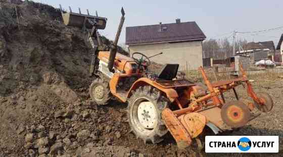 Вспашка/Культивация участка мини-трактором. Газон Санкт-Петербург