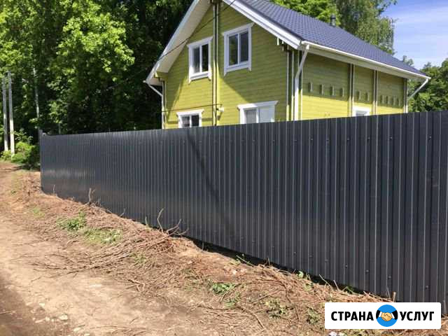 Забор из профнастила,рабицы,евроштакета под ключ Казань - изображение 1