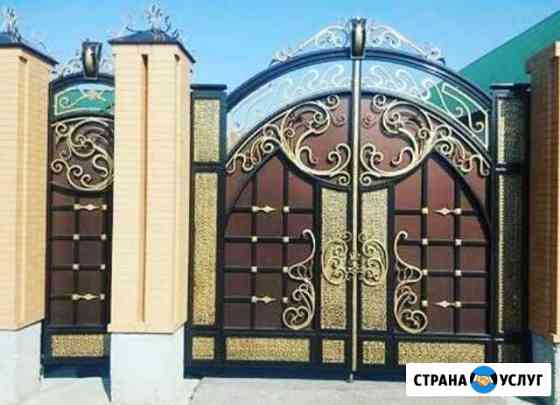 Покраска ворот на месте Грозный
