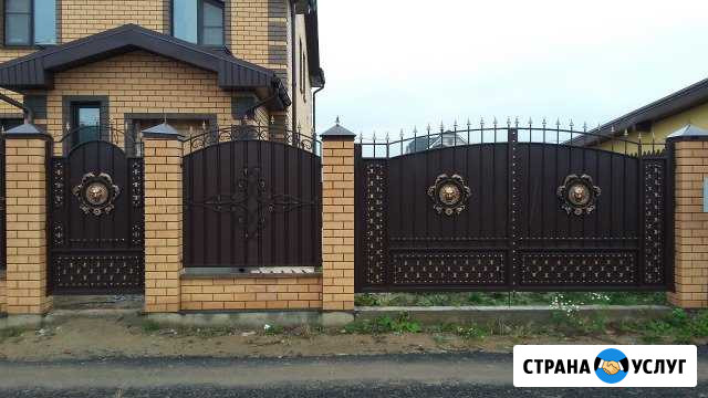 Ворота откатные и распашные с кирпичными столбами Домодедово - изображение 1
