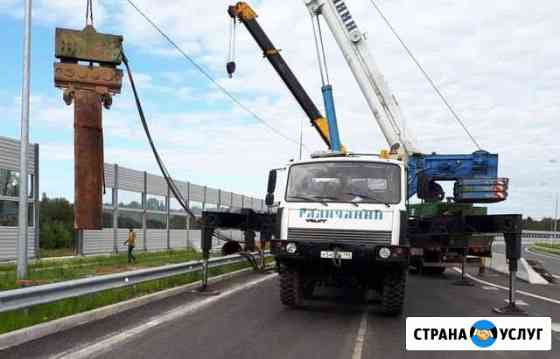Аренда автокрана 50т- вездеход с Вибропогружателем Москва