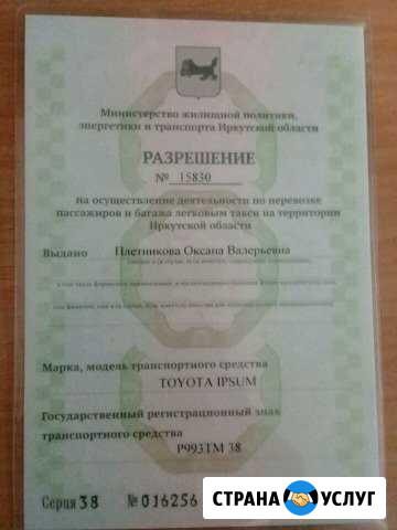 Лицензия такси Иркутск - изображение 1