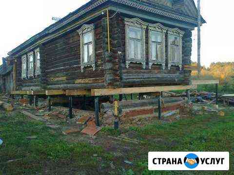 Подъём домов на винтовых сваях. Архангельск Архангельск