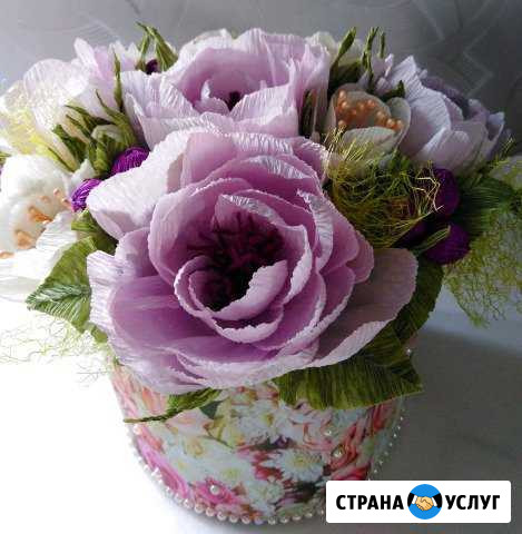 Букет из конфет в шляпной коробке Ишим - изображение 1