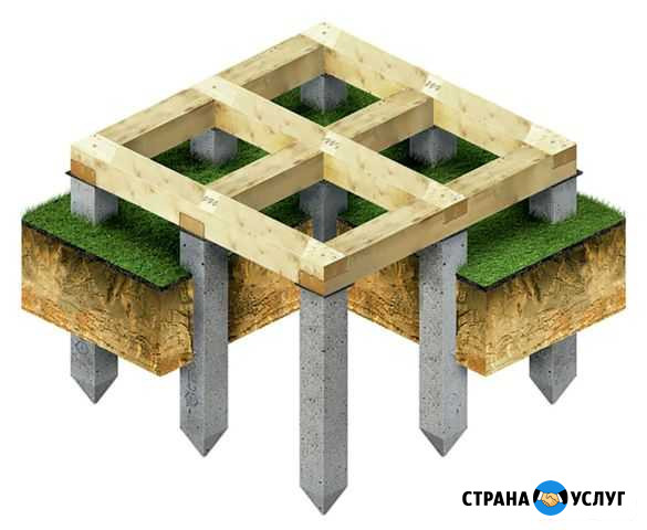 Фундамент на жб сваях с обвязкой брусом Коломна - изображение 1