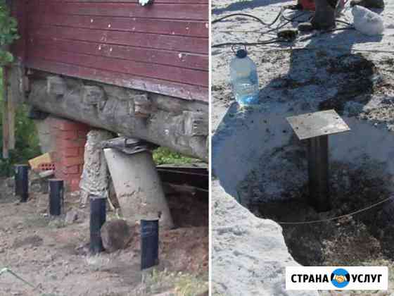 Монтаж, ремонт фундамента: 6 на 6 м, сваи Бронницы