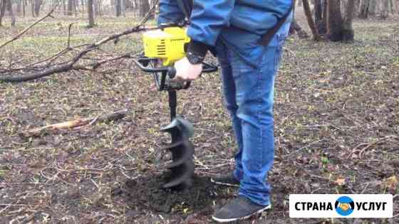 Бурение лунок под столбы, фундамент Киров