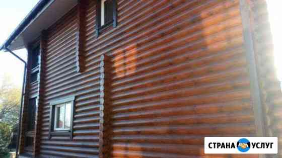 Шлифовка покраска срубов брусов герметик конопатка Казань