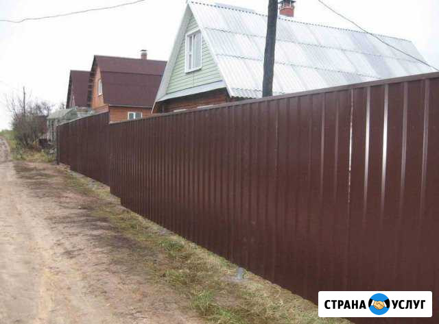 Заборы профлист кованные рабица деревянные Юхнов - изображение 1