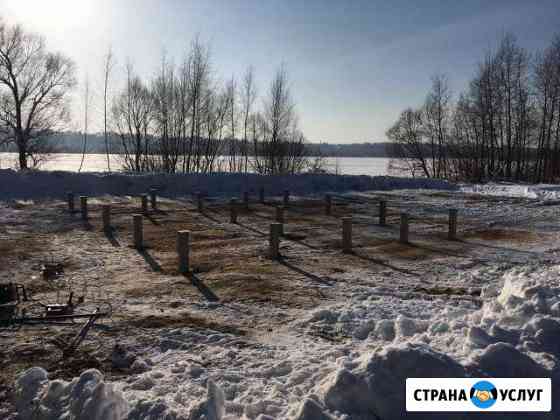 Фундамент из ж/б свай для дома, дачи, бани, забора Кинешма