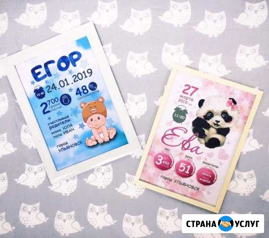 Метрика-постер малыша Ульяновск - изображение 1