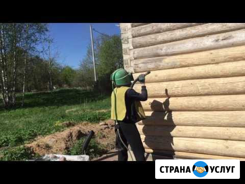 Шлифовка сруба / деревянного дома пескоструем Балашиха - изображение 1