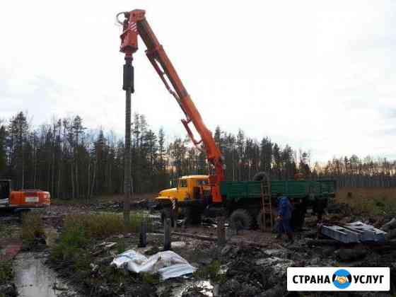 Монтаж больших винтовых свай установкой убм-85 Сургут