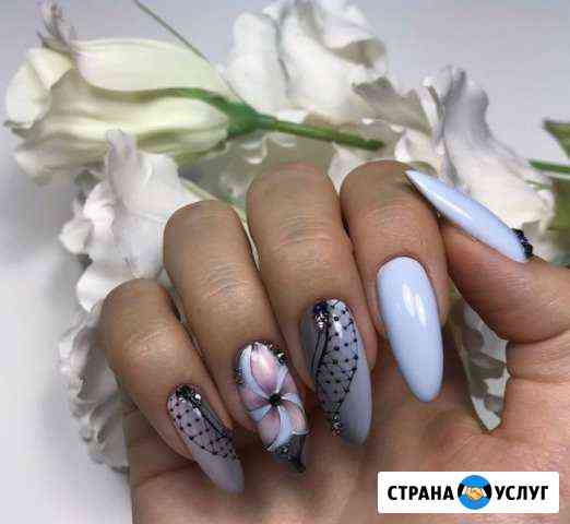 Наращивание + гель лак с дизайном Рязань