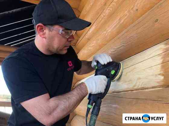 Профессиональная шлифовка и покраска срубов Казань