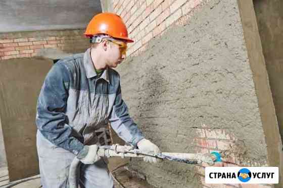 Механизированная штукатурка цементным раствором Губкин