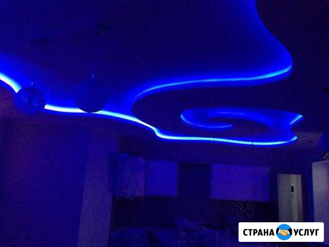 Двухуровневые потолки из гипсокартона с подсветкой Подольск - изображение 1