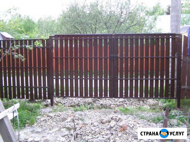 Забор из профнастила и сетки рабицы Гатчина - изображение 1