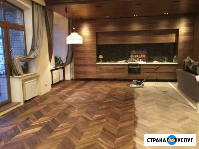 Циклевка паркета + шпаклевка щелей + 3 слой лака Химки - изображение 1