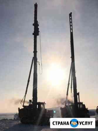 Сваебойка сп-49. Бурилка бо-9. Погружение свай Усинск