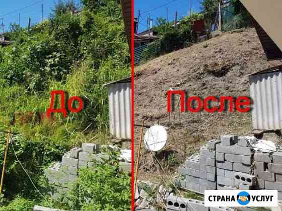 Спил деревьев, покос травы, расчистка участка Сочи