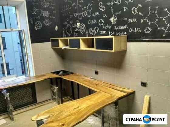 Барная стойка влагостойкая из слэба массив. Лофт Мурино