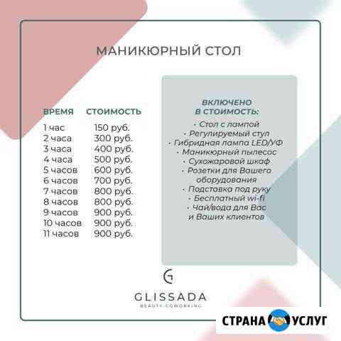 Почасовая аренда для мастера маникюра Сургут
