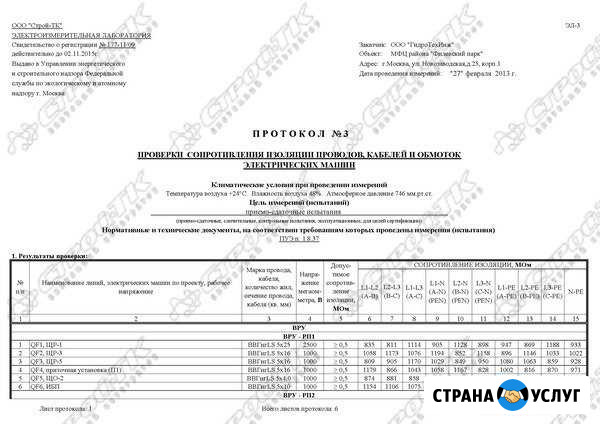 Замеры сопротивления изоляции, электролаборатория Москва - изображение 1