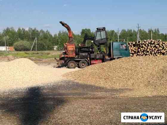 Дробление древесины на топливную щепу Шахунья