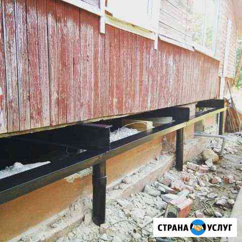 Подъем дома на винтовые сваи Санкт-Петербург
