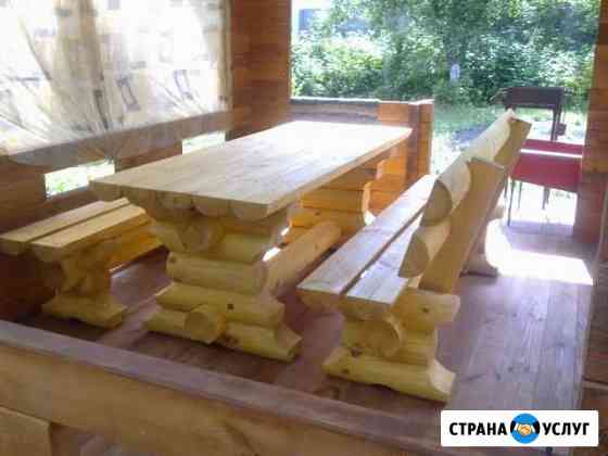Лавки и столы из бревна Кострома