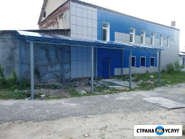 Навес из поликарбоната зелёный синий. Ворота двери Гусь-Хрустальный - изображение 1