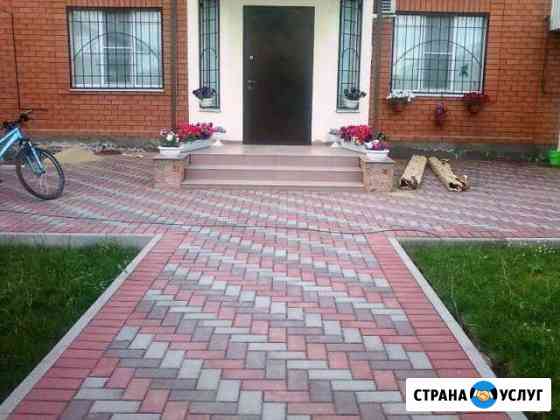 Благоустройство двора тротуарной плиткой Таганрог