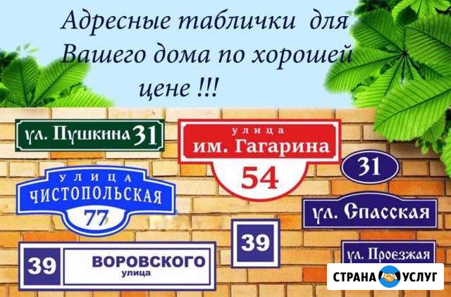 Изготовление адресных табличек на дома, аншлаги Оренбург - изображение 1
