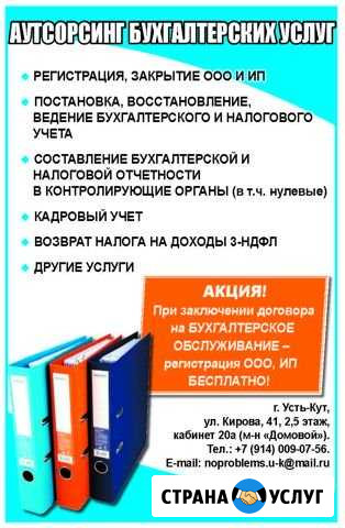 Бухгалтерские услуги для ооо, ип и физ.лиц (3ндфл) Усть-Кут - изображение 1