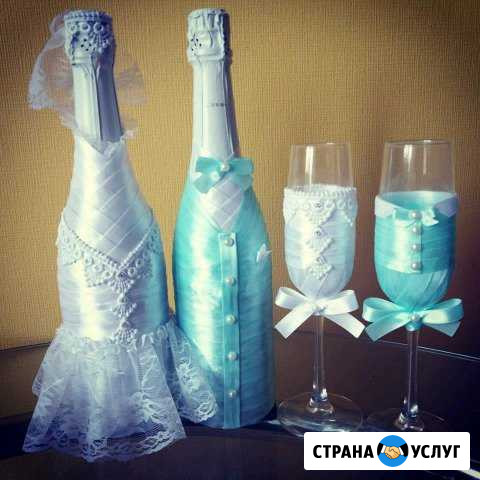 Бокалы и бутылки для свадьбы на заказ Кудрово - изображение 1