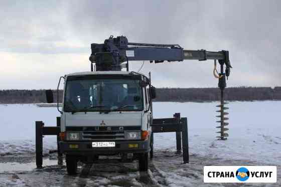 Ямобур, установка столбов, винтовые сваи, бурение Усть-Луга