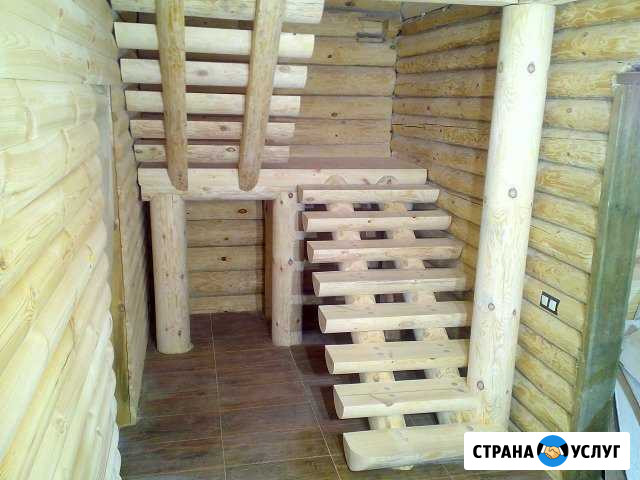 Лестница из брёвен для частного дома Долгопрудный - изображение 1