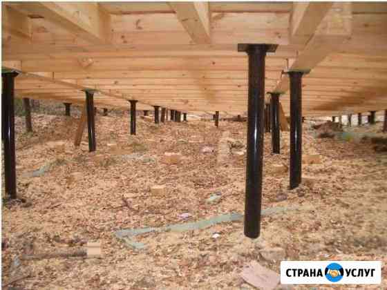 Свайный фундамент под сруб, каркас, брус Уфа