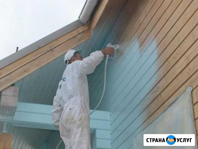 Покраска домов краскопультом. Огнебиозащита Иркутск - изображение 1