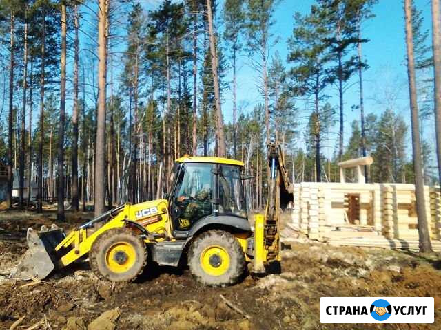 Услуги экскаватора-погрузчика, гидромолот, ямобур Иркутск - изображение 1