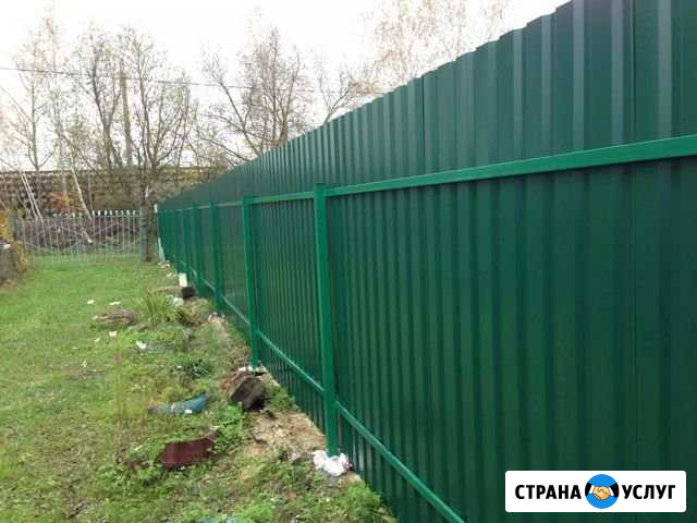 Заборы из профнастила, ворота откатные, штакетник Дмитров - изображение 1