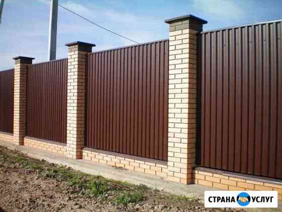 Забор, профлист, евроштакетник, блоки Красноярск