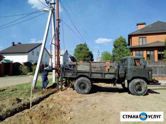 Установка опор лэп, Бурение под фундамент и забор Дмитров