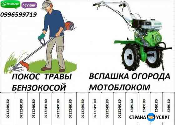 Вспашка земли мотоблоком,покос травы тримером,опил Ефремов