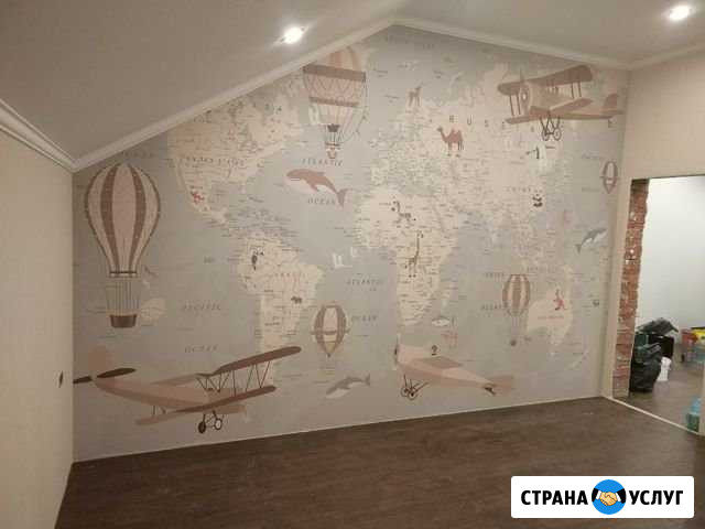 Поклейка обоев 120, плинтуса. шпаклёвка,ламинат Яблоновский - изображение 1