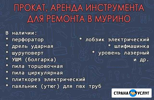 Аренда инструмента для ремонта в Мурино, прокат Мурино - изображение 1