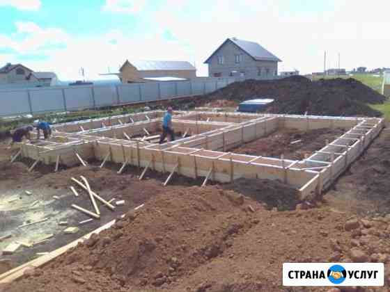 Фундаменты, заборы, монолитный работы,дома под клю Елабуга
