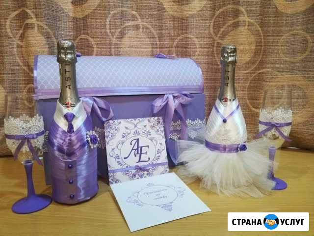 Свадебные аксессуары. Бокалы, шампанское, сундуки Благовещенск - изображение 1
