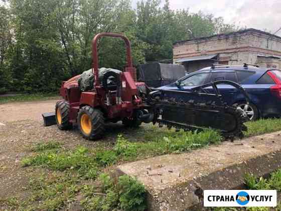 Услуги траншеекопателя (грунтореза), копка траншей Москва